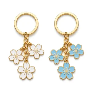 Pcs Cute Fashion Flower Keychains Women Aesthetic Charm Valentine’s Day Carabiner Key Rings for Bags Handbags Backpacks Blue