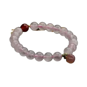 Peach Shape Yanyuan Agate Bracelets Energy Stone Beaded Bracelets Fashion Jewelry Healing Crystal Rose Quartz Beads Bracelets