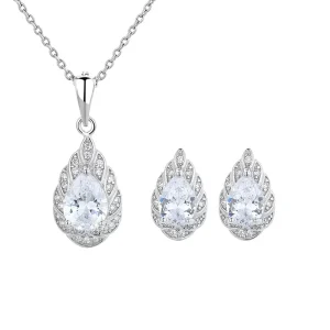 Peacock Feather Pendant Earrings Crystal Zircon Pendant Platinum Ladies Necklace