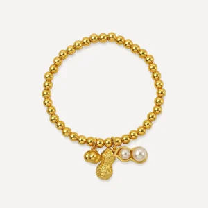 Peanut Charm Beaded Natural Shell Pearl 18k Gold Plated Brass Women’s Vintage Gift Good Luck Spiritual Wellness Jewelry Oem/odm