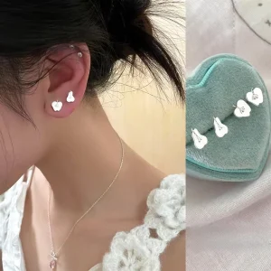 Pear Stud Earrings Women’s Party Cute Fruit Design High-Grade Silver Plated Daily All-Match Fashion Jewelry for Women
