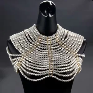 Pearl Body Chain Bra Fashion Shoulder Necklaces Bra Chain Body Jewelry
