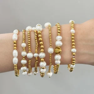 Pearl Bracelet Stainless Steel 18K Gold Bead Bracelet Fashionable High-End Versatile Bracelet Jewelry