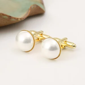 Pearl Bright Color Men’s Fashion Gold plated Stainless Steel Cufflinks for Wedding and Party Light Luxury Wine Accessories
