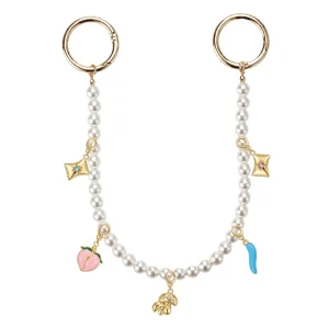 Pearl Chain Keychain Accessories With Replaceable Peach Star Mushroom Bead Charms Bag Charm for Women
