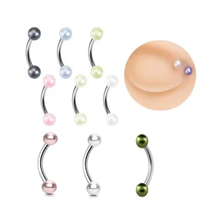 Pearl Coated Ball Rook Piercing 16G Curve Barbell Eyebrow Ring Fashion Piercing Body Jewelry for Women Men