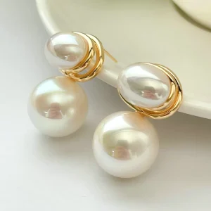 Pearl Drop Stud Earrings for Woman Fashion Jewelry