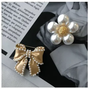 Pearl Flower Designer Brooch Pins for Women