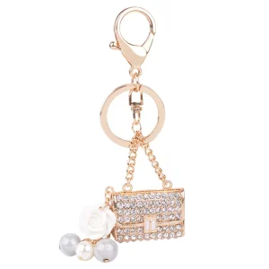 Pearl Full Crystal Handbag Design Women Bag Charm Pendants Fashion Key Chain