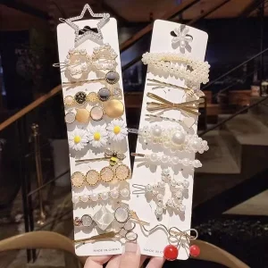 Pearl Hairpin Luxury Mix Style Hair Clip Set Wedding Party Headdress Alphabet Flower Geometric Pattern Women’s Hair Accessories