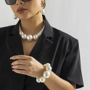 Pearl Jewelry Sets Necklace Earring Bracelet Fine Bridal Jewelry for Women Trendy