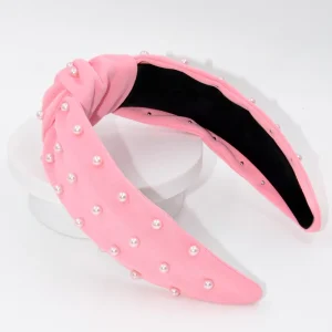 Pearl Knotted Headbands Red & Pink Fabric Hair Hoops Women’s Hair Accessories