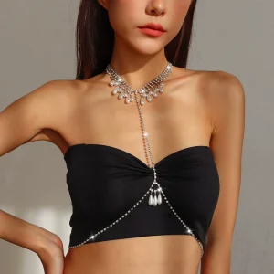 Pearl Necklace Body Chain Accessories Sexy Bikini Bra Chain Multi layer Rhinestone Body Jewelry Waist Chain for Women