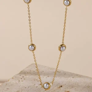 Pearl Necklace Bracelet Earring Jewelry Set for Women