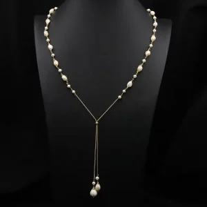 Pearl Necklace Delicate Flower Pendant Double Layer Chain Fashion Daily Wear Party Jewelry