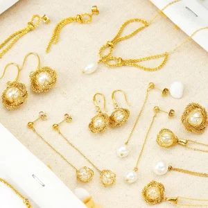 Pearl Necklace Earrings Drop Jewelry Set for Women Accessories Stainless Steel Custom Vintage Free