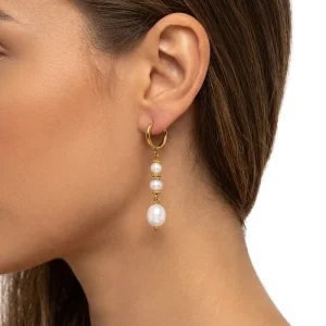 Pearl Pendant Dangle Earrings Minimalist Hoop Long Tassel Baroque Pearl Drop Earrings for Women
