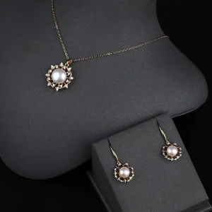Pearl Pendants Necklace and Earring Set