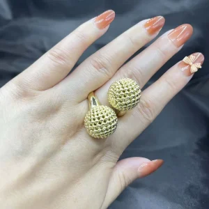 Pearls Open Rings 24K Gold Plated Adjustable Ring for Women Jewelry