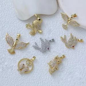 Pendant Charms Copper Gold Plated Pendant Necklace Accessories Jewellery Gift Animal Bird Pendant