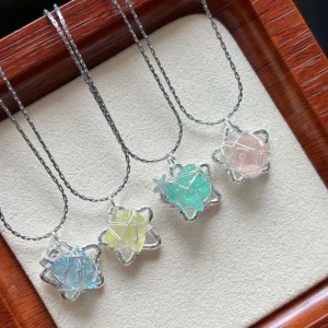Pendant Necklace Alloy and Natural Crystal Star Shape Pendant Necklace Women’s Gift Valentine’s Day