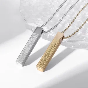 Pendant Necklace Gold Stainless Steel Necklace Strip-shaped Scripture Necklace Jewellery for Daily Life Wearing