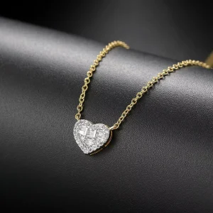 Pendant Necklaces for Women Korean Crystal Heart Gold Color Female Choker Chain Jewelry Accessories N564
