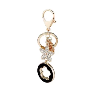 Perfect Souvenir Durable Metal PVC Pendant Encrusted Diamond Flower Grass Keychain Fashionable Car Keychains Girls