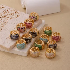 Personality Fashion Color Zircon Natural Stone Stud Hollow Earrings Jewelry for Women Birthday Gift