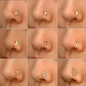 Personality Nose Cuff Jewelry Non Piercing Nose Ring Clip on Surgical Steel Faux Nose Piercing for Women Body Jewelry
