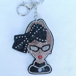 Personality Stylish and Elegant Woman Velvet Shiny Rhinestone Keychain