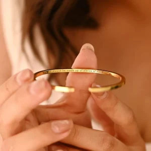 Personalized 18k Gold Plated Bracelet Customize Engrave Name Message Bracelet Jewelry Gift for Women