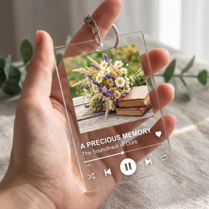 Personalized Acrylic Keychain Custom Printed Photo Music Album Plaque Transparent Key Chain Ring Souvenir Gift for Lover