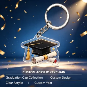 Personalized Acrylic Keychain with Custom Name Logo Charm Pendant Graduation Keyring for Student Party Favors