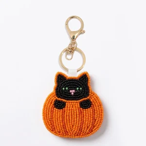 Personalized Beaded DIY Coaster Keychain Handcrafted Cute Black Cat Pumpkin Felt Purse Pendant Gift