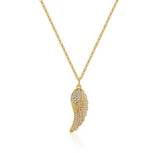 Personalized Brass Full Zircon Angel Wings Pendant Necklace for Women Girls
