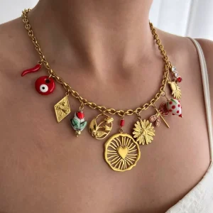 Personalized Charm Necklace Bracelet Custom Stainless Steel Charm Necklace for Women