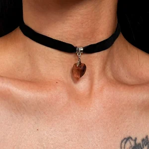 Personalized Copper Velvet Choker Heart Pendant Women’s Necklace