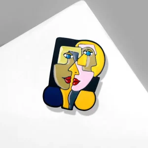 Personalized Creative Abstract Painting Style Women Fashion Cartoon Style Stitched Human Face Art Brooch