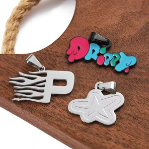 Personalized Custom Accessories Cute Logo Enamel Stainless Steel Necklace Pendant