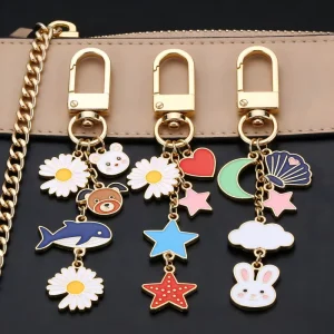Personalized Custom Colorful Moon Star Alphabet Keychain Cute Bag Charm Purse Accessories for Luxury Bag Charms with Key Chain