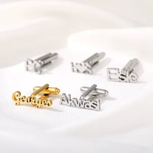 Personalized Custom Logo Cufflink Engraved Name Initials Cufflinks for Men Stainless Steel Jewelry Gift