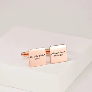 Personalized Custom Name Cufflinks Stainless Steel Rose Gold Engraved Letter Cufflinks Christmas Birthday Gift