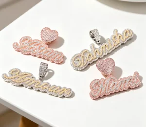 Personalized Custom Name Letter Double Color Full Zircon Necklace Fashion Jewelry Custom Name Initial Zircon Pendant Necklaces