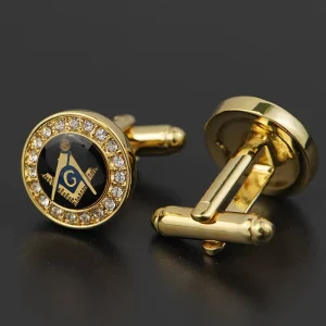 Personalized Custom Newest Fashion Men’s Metal Masonic Cubic Zicon Cufflink With G for Man OEM ODM Charms