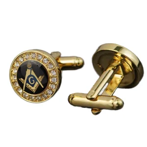 Personalized Custom Newest Fashion Men’s Stainless Steel Masonic Cubic Zircon Cufflink G for Wedding Anniversary OEM ODM Charms
