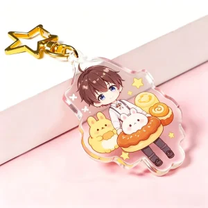 Personalized Custom UV Printed Acrylic Charms Rainbow Holographic Glitter Epoxy Clear Keychain