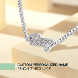 Personalized Dainty Jewelry Custom Name Pendant Necklace 925 Sterling Silver Moissanite Letters Pendant Tennis Chain Necklace
