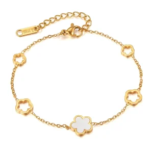 Personalized Fashion Bracelet for Women Stainless Steel Design Hollow Shell Small Flower Bracelet