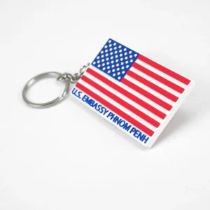 Personalized Fashion Custom Cartoon PVC Keyholder USA Flag Rubber Keychain